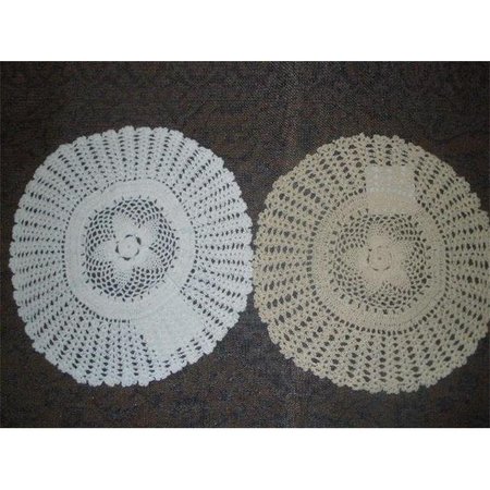 TAPESTRY TRADING Tapestry Trading NL-0212 12 in. Handmade Indian Crochet Doily; Ivory And White NL-0212